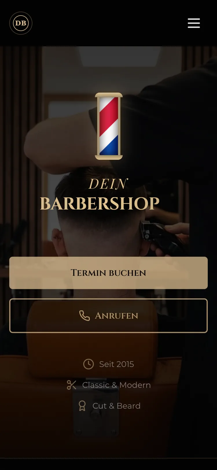 Startseite der Demo Dein Barbershop auf dem Computer und auf dem Handy